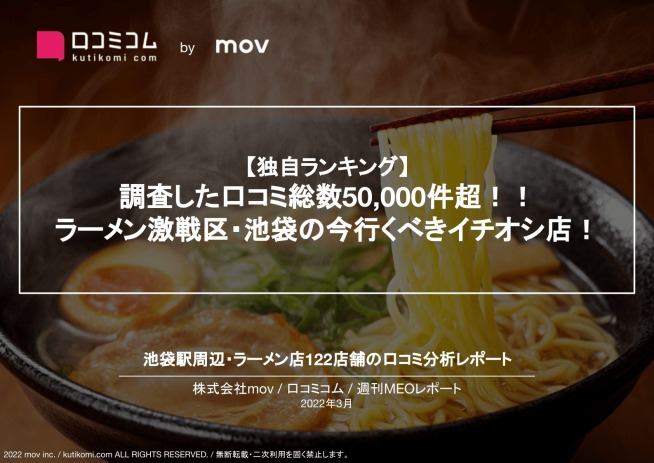 口コミ分析レポート【池袋ラーメン店編】を公開しました