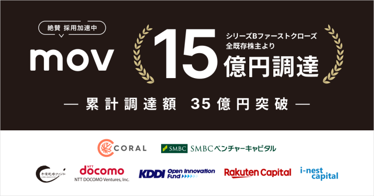 口コミコム運営のmov、約15億円の資金調達を実施。全既存株主よりシリーズBファーストクローズ