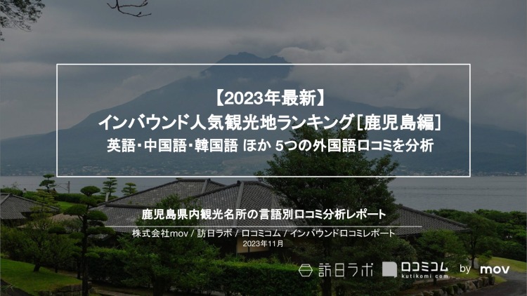 【独自調査】インバウンド人気観光地ランキング鹿児島編：コロナ後 最新の訪日客の支持を集めたスポットTOP10を発表　#インバウンドMEO