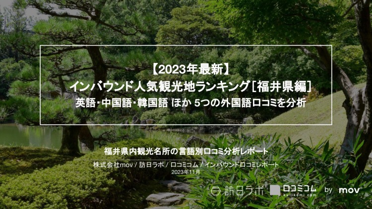 【独自調査】インバウンド人気観光地ランキング福井編：コロナ後 最新の訪日客の支持を集めたスポットTOP10を発表　#インバウンドMEO