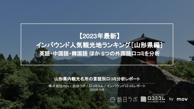 【独自調査】インバウンド人気観光地ランキング山形編：コロナ後 最新の訪日客の支持を集めたスポットTOP10を発表　#インバウンドMEO